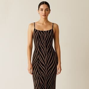 Y2K Glamcore Coquette Zebra Glitter Slip Dress | Derek & Heart | Size S